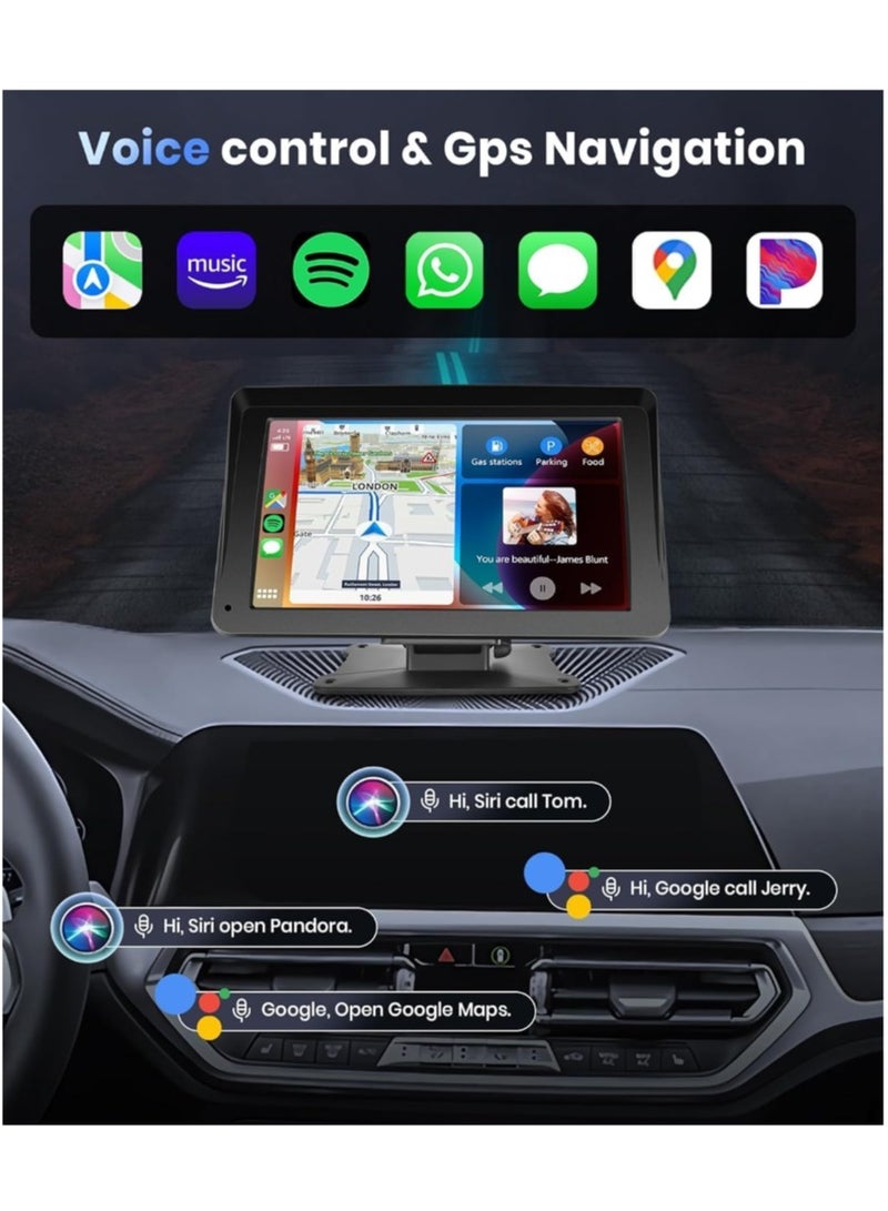 ايناوو ستيريو سيارة محمول لاسلكي Carplay Android Auto، راديو سيارة بشاشة لمس 7 بوصة مع بلوتوث حر اليدين/مرآة الارتباط/خرائط الملاحة/التحكم الصوتي/بطاقة TF/AUX، للسيارات والشاحنات وسيارات الدفع الرباعي - Image 4