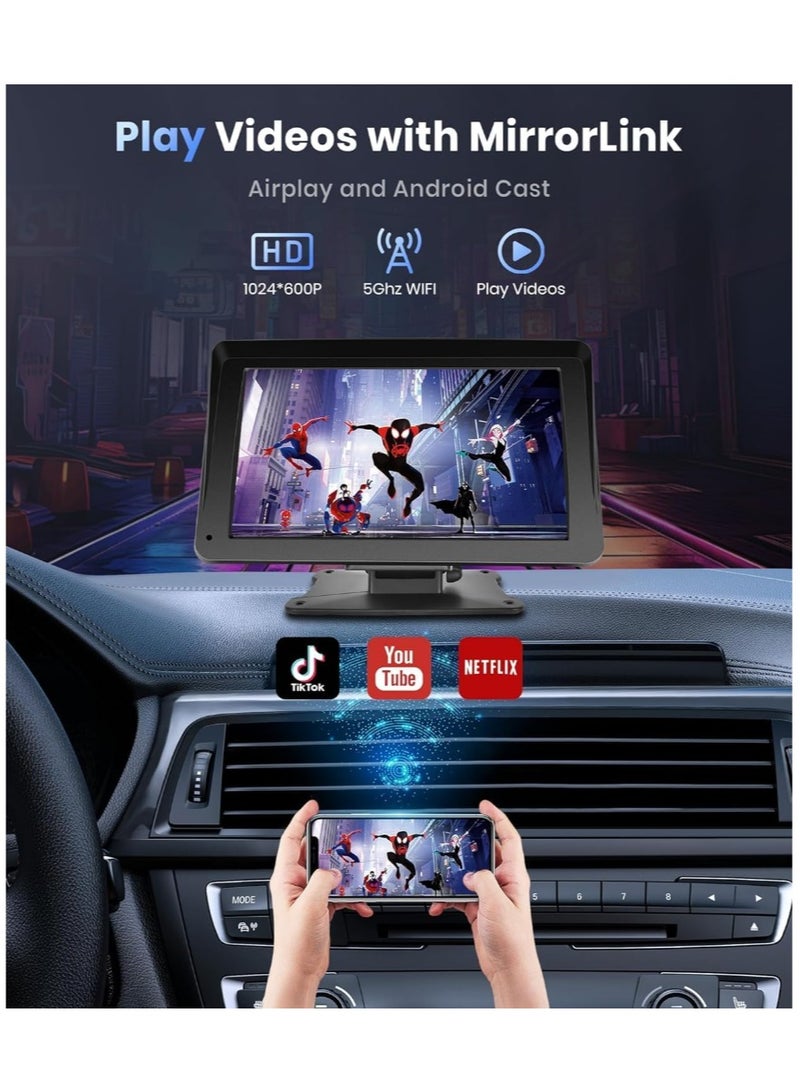 ايناوو ستيريو سيارة محمول لاسلكي Carplay Android Auto، راديو سيارة بشاشة لمس 7 بوصة مع بلوتوث حر اليدين/مرآة الارتباط/خرائط الملاحة/التحكم الصوتي/بطاقة TF/AUX، للسيارات والشاحنات وسيارات الدفع الرباعي - Image 5
