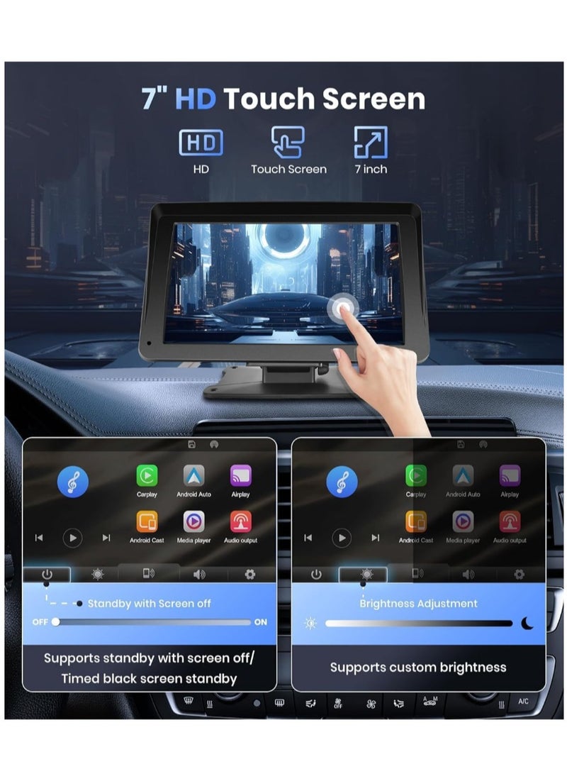 ايناوو ستيريو سيارة محمول لاسلكي Carplay Android Auto، راديو سيارة بشاشة لمس 7 بوصة مع بلوتوث حر اليدين/مرآة الارتباط/خرائط الملاحة/التحكم الصوتي/بطاقة TF/AUX، للسيارات والشاحنات وسيارات الدفع الرباعي - Image 2