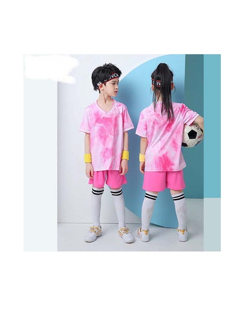 New two-piece soccer suit for children and adults printed gradual change color quick-drying sports jerseys game training uniforms