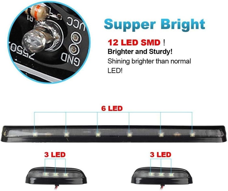 Partsam 3PCS Clear Lens Cab Roof Marker Lights 12LED Amber Top Assembly Light Compatible with Silverado/Sierra 1500 2500 3500 2500HD 3500HD 2007 2008 2009 2010 2011 2012 2013 2014 - Image 5