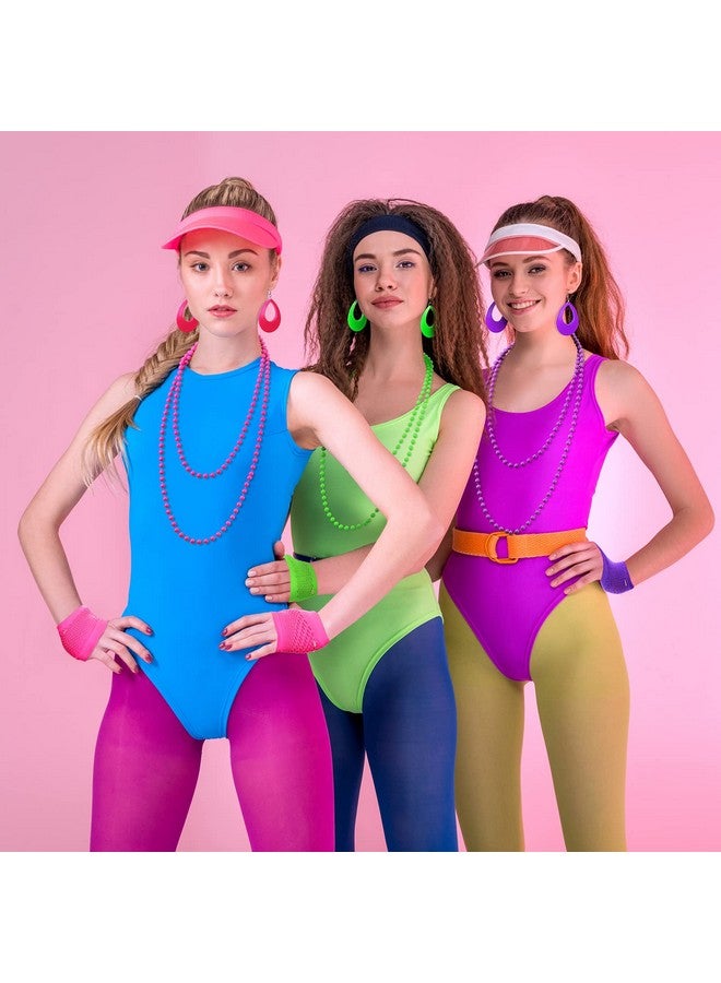 Chunyin Chunyin 15 Pcs Women's 80s Outfit Costume Accessories Set Neon Lace Headband Earrings Fishnet Gloves Leg Warmers Necklace Bracelet for 80s Retro Halloween Party  - Image 5