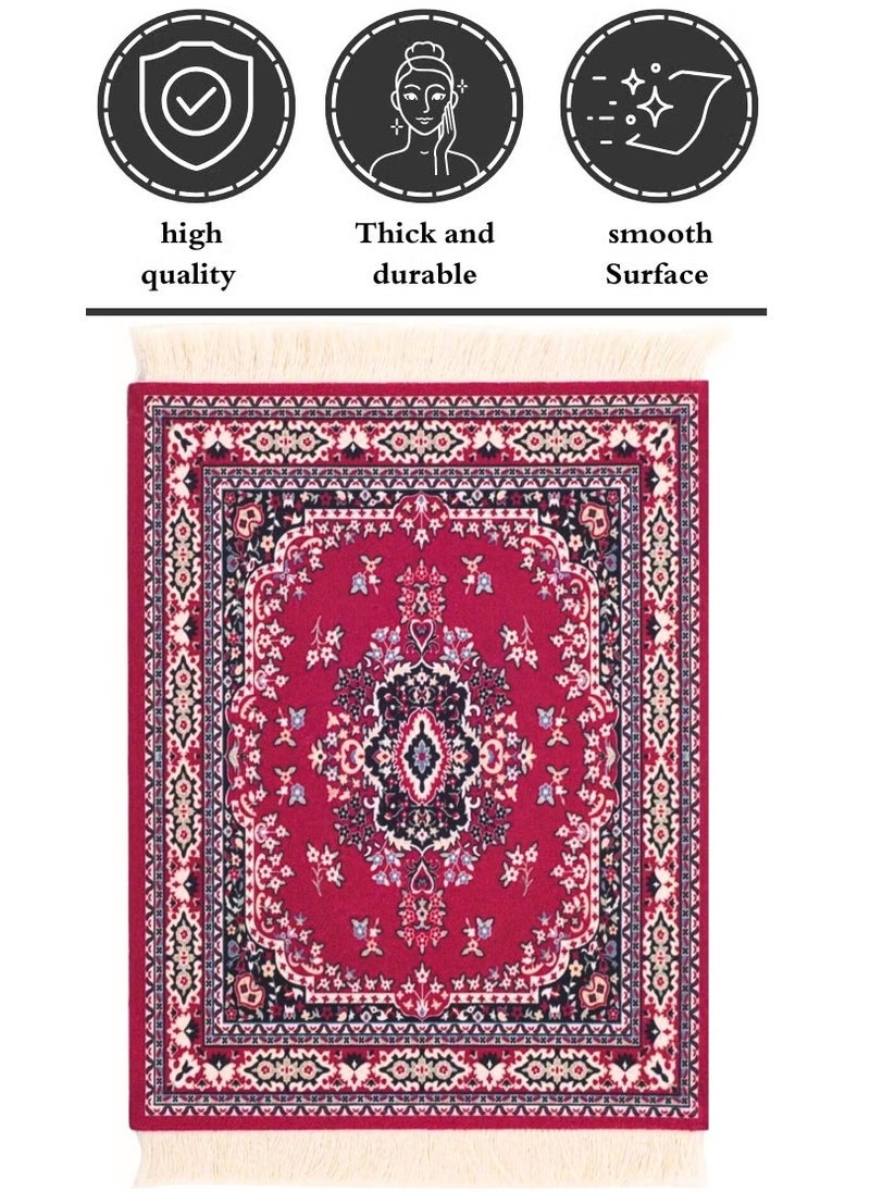 ABJ Coffee Mat Coffee Cup Mat Coffee Mug Mat Table Mat Mouse Pad Rubber Rectangle 23x18x0.5 cm Red  - Image 4