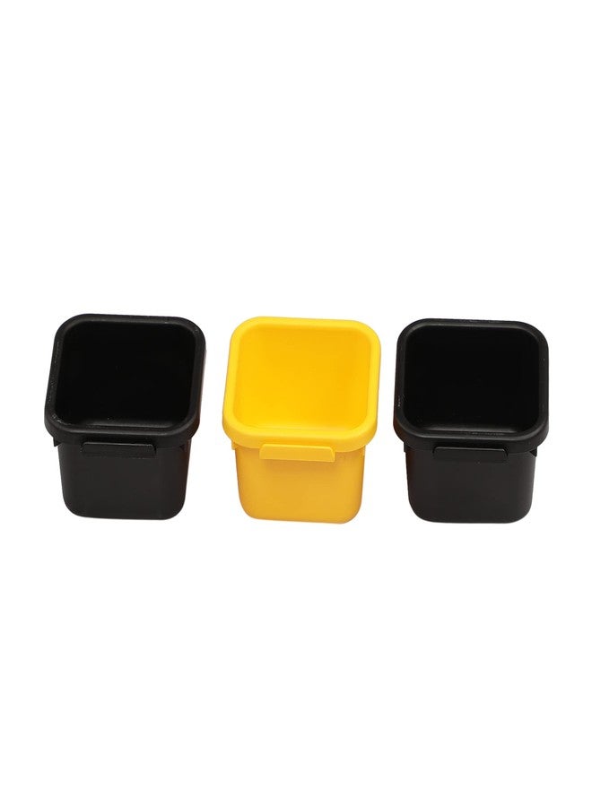 Cutting EDGE Plastic Set of 3 Interlocking Drawer Organizer for Cutlery & Desk Storage Set, Divider or Separator Tray for Household, Kitchen & Office (Black & Yellow) - Image 1