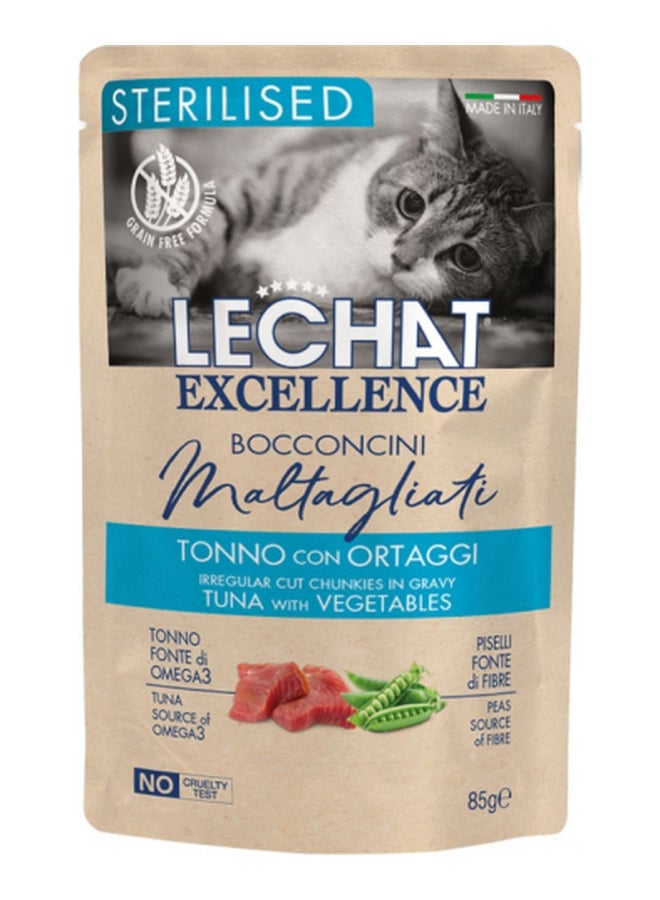 Monge Le Chat Excellence Sterilised Cat Irregular Cut Chunkies Tuna with Vegetables 28*85g