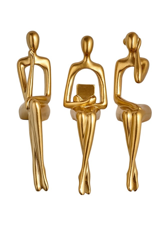 general Modern Home Decor Thinker Statues, 3pcs Resin Abstract Sitting Sculpture Home Decorations for Bookshelf Living Room Office Desk Shelf Coffee Table - Image 1