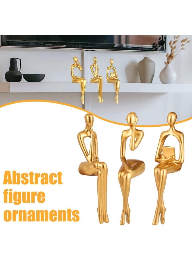 general Modern Home Decor Thinker Statues, 3pcs Resin Abstract Sitting Sculpture Home Decorations for Bookshelf Living Room Office Desk Shelf Coffee Table - Image 3