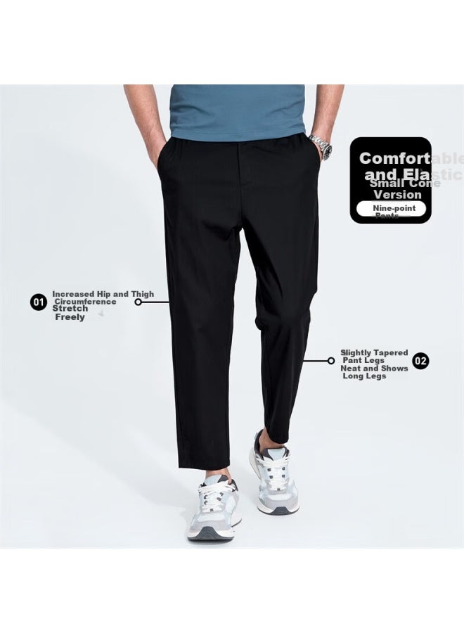 Dancing Wolves Slim Fit Tapered Pants, Fashionable And Versatile Men's Cropped Pants For Work And Leisure, Color: Black, Size: 2XL - Image 3