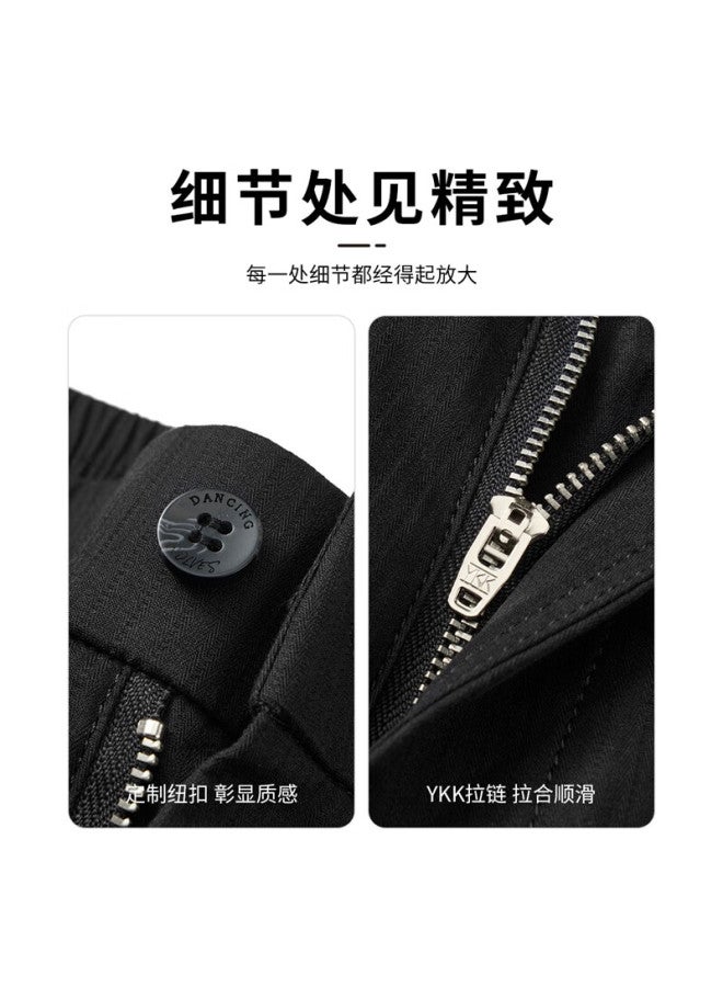 Dancing Wolves Slim Fit Tapered Pants, Fashionable And Versatile Men's Cropped Pants For Work And Leisure, Color: Black, Size: 2XL - Image 4