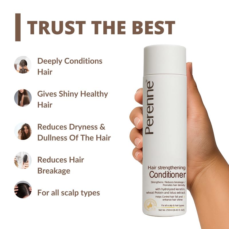 Perenne Hair Strengthening Conditioner with Hydrolyzed Keratin and Wheat Protein (250 ml) - Helps to Hair Fall control, Promotes Hair Growth for All Hair Types - Image 3