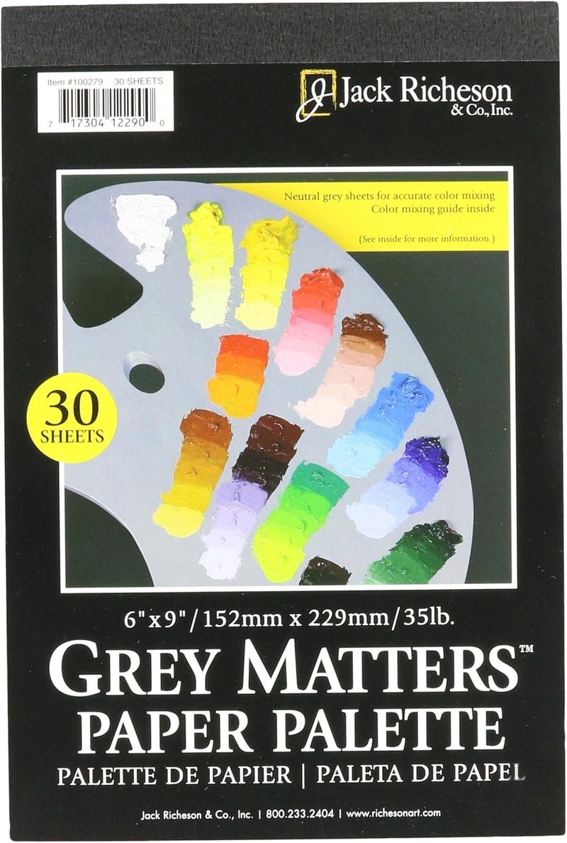 Jack Richeson Grey Matters Disposable Paper Palette - 6 x 9 inches, 30 Sheets