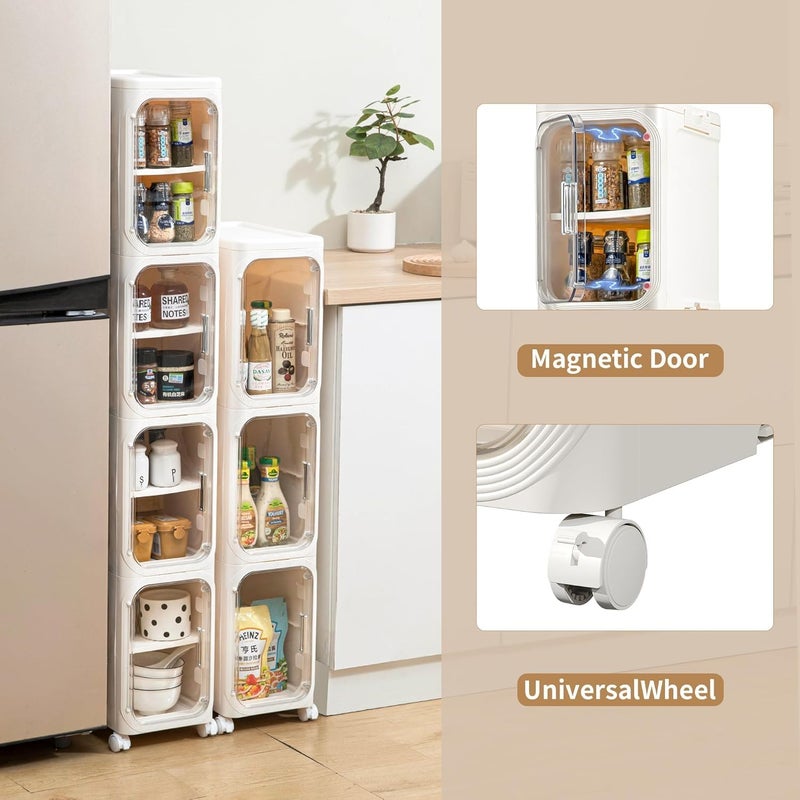 XICEN Narrow Bathroom Storage Cabinet with Wheels, 3 -Tier Plastic Slim Organizer with Adjustable Shelves, for Small Spaces, Bathroom, Kitchen, Laundry - Image 3