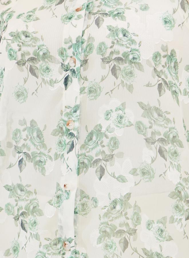 Styli Floral Print Oversized Spread Collar Shirt  - Image 3