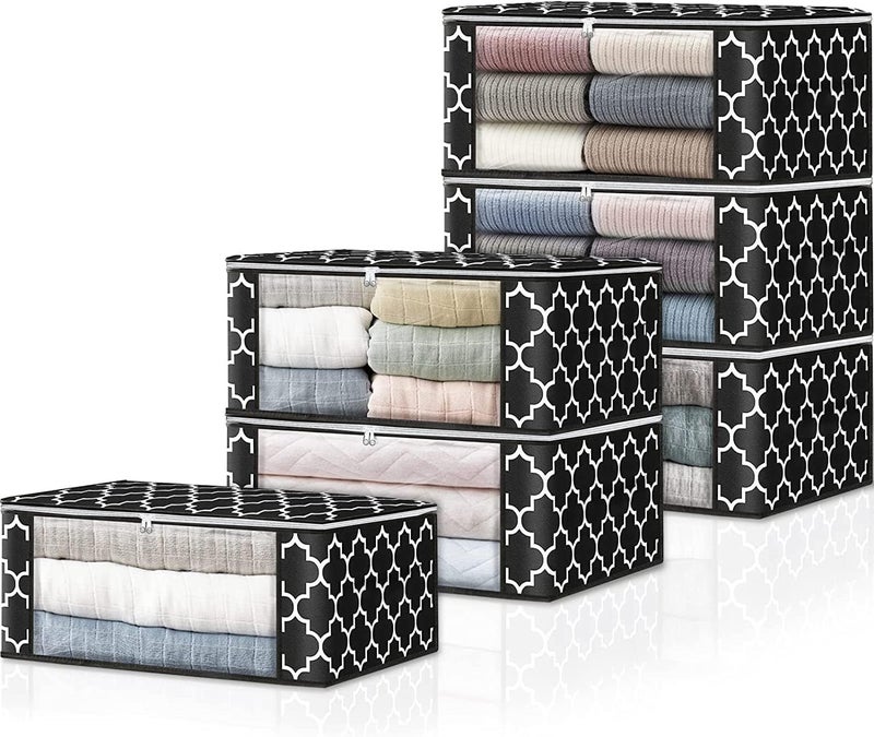 KIKA Non-Woven Homs Mini 30L Foldable Clothes Storage Organizer Bags With Large Clear Window For Closet, Dorm, Pillows, Bedding, Clothes, Stuffed Toys, Blankets - Image 1