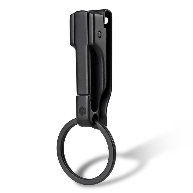 KeyUnity KS02BK EDC Belt Keychain Clip Quick Release, Stainless Steel Duty Belt Key Ring Holder for Pants, Jeans, Trousers (PVD Black) - Image 1