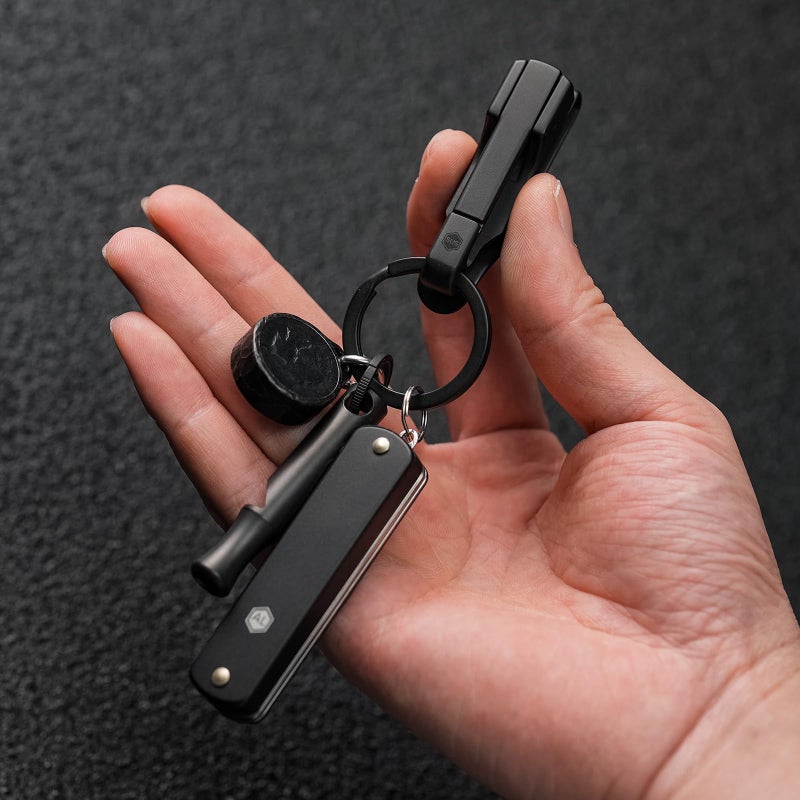 KeyUnity KS02BK EDC Belt Keychain Clip Quick Release, Stainless Steel Duty Belt Key Ring Holder for Pants, Jeans, Trousers (PVD Black) - Image 2