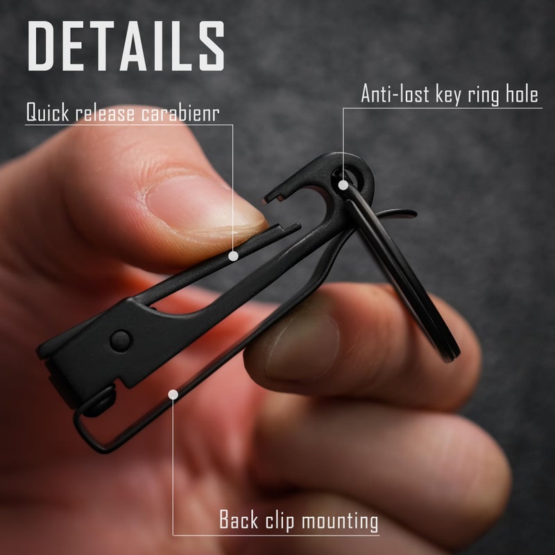 KeyUnity KS02BK EDC Belt Keychain Clip Quick Release, Stainless Steel Duty Belt Key Ring Holder for Pants, Jeans, Trousers (PVD Black) - Image 5