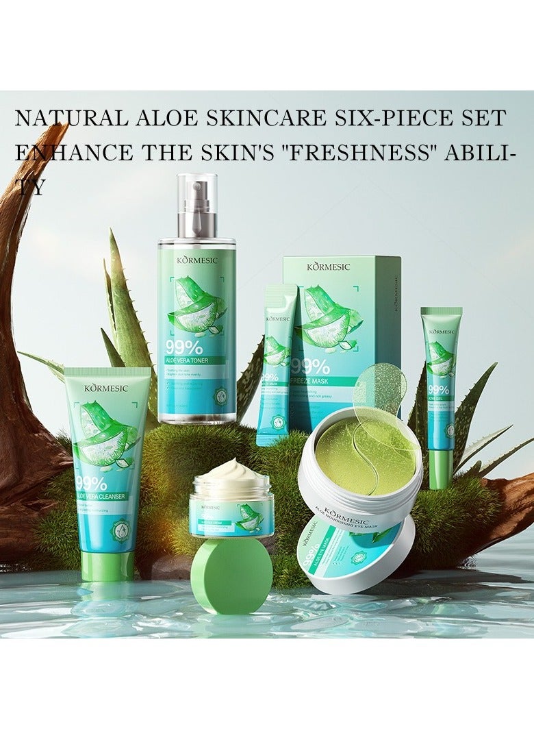 Kormesic الصبار العناية بالبشرة مجموعة من 5 قطع من غسول تليين 300 مل ، كريم الوجه الموضح 30 جرام ، منظف مرطب 100 جرام ، جل حب الشباب 20 جرام ، قناع العين المغذي 80 جرام - Image 3