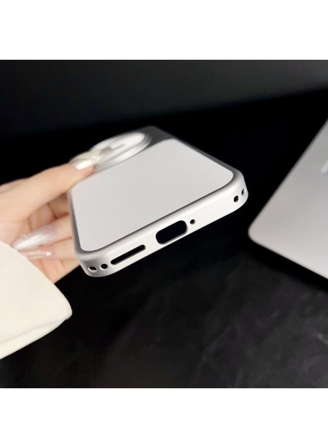 Compatible with Honor Magic 8 Pro back Case cover,Artificial leather material spliced with PC skin feel material, Supports magnetic charging, Minimalist style - Image 2