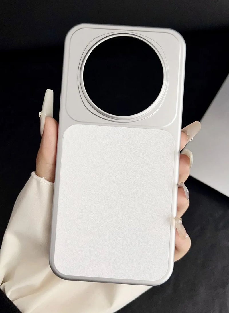 Compatible with Honor Magic 8 Pro back Case cover,Artificial leather material spliced with PC skin feel material, Supports magnetic charging, Minimalist style - Image 1
