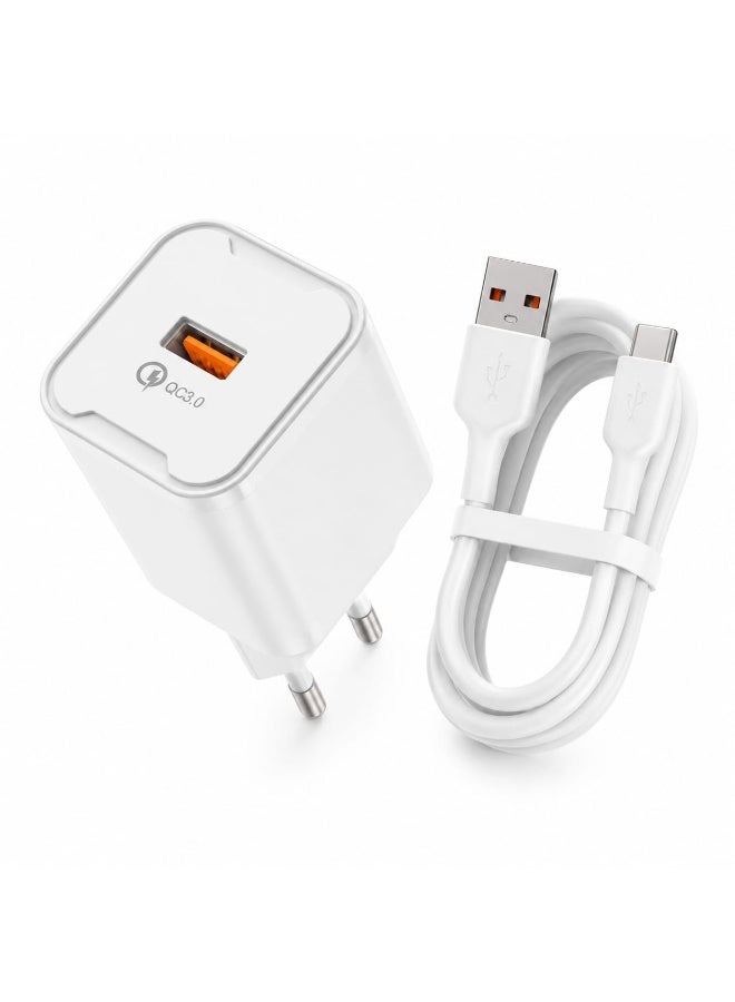 شاحن حائط USB سريع بقوة 30 واط – يتضمن كابل Type-C بطول 1 متر – أبيض (طراز TP-55)