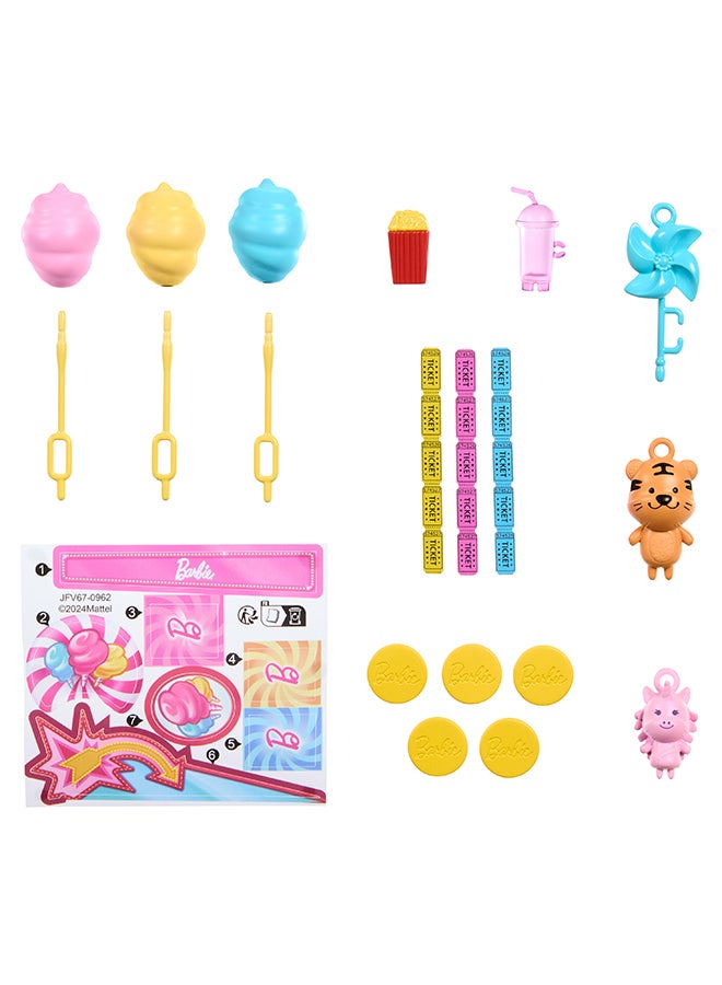 Barbie Mysteries: Beach Detectives Barbie “Malibu” Doll & Cotton Candy Game Booth Playset With 20 Accessories Including Prizes - Image 5