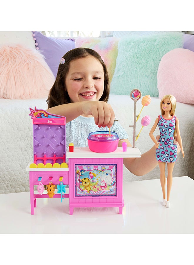Barbie Mysteries: Beach Detectives Barbie “Malibu” Doll & Cotton Candy Game Booth Playset With 20 Accessories Including Prizes - Image 2