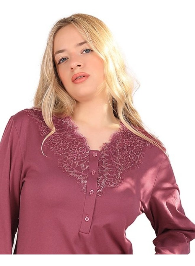 Dadoush Women's Embroidered Cotton Maxi Abaya - Long Modest Sleepwear | Soft Nightgown with Elegant Chest Detail - Image 2