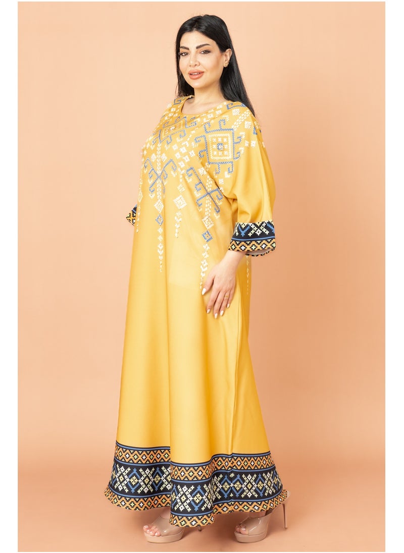 IKKXA Oriental Charm Jalabiya Yellow  - Image 3