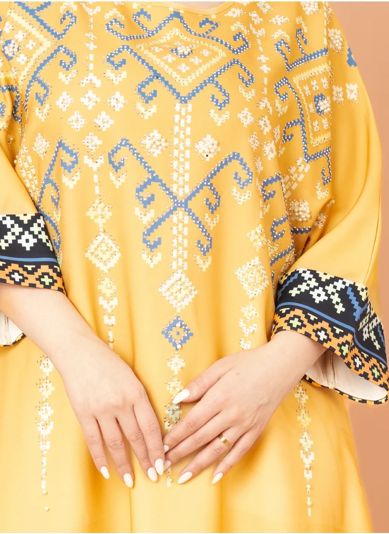 IKKXA Oriental Charm Jalabiya Yellow