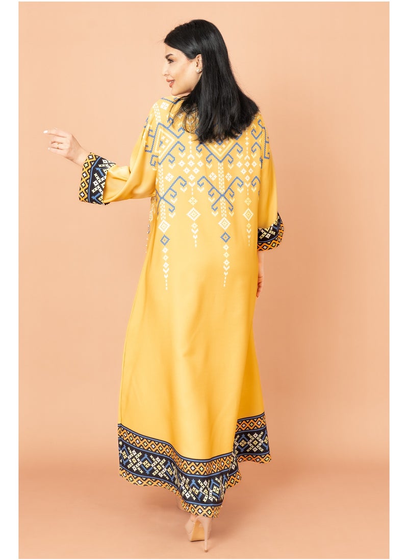 IKKXA Oriental Charm Jalabiya Yellow  - Image 4