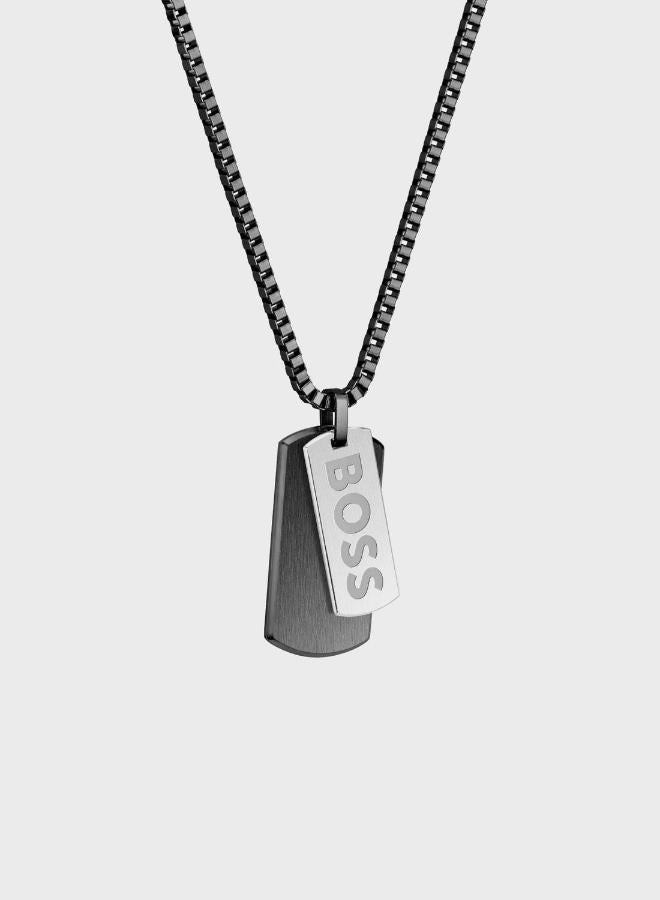 BOSS Devon Collection Pendant Necklace For Men In Black Stainless Steel - 1580577 - Image 1