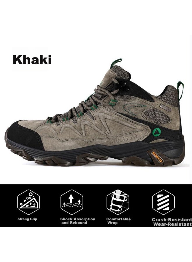 HUMTTO Humtto Men's Comfortable Shock Absorbing Outdoor Hiking Shoes Anti-slip Wear-resistant Men's Cross-country Climbing Shoes Khaki 39 - Image 2