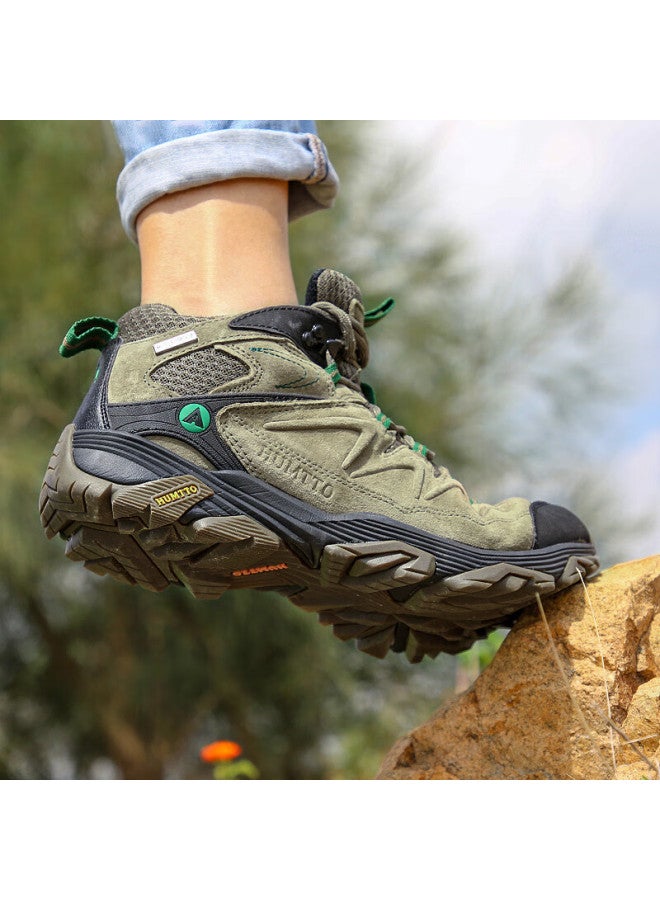 HUMTTO Humtto Men's Comfortable Shock Absorbing Outdoor Hiking Shoes Anti-slip Wear-resistant Men's Cross-country Climbing Shoes Khaki 39 - Image 1