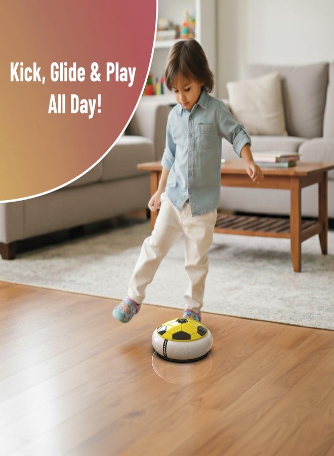 Mirana C-Type USB Rechargeable Hover Football Indoor Floating Hoverball Soccer | Air Football Neon Lite | Made in India Fun Toy Best Gift for Boys and Kids (Yellow) - Image 5