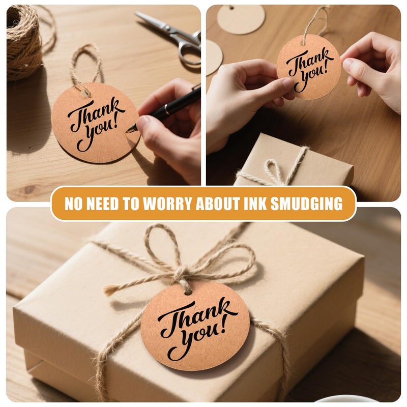 AUUTI 200pcs Kraft Gift Tags - Round Paper Tags for Gifts with Jute Twine, Custom Tag for Wedding Christmas Crafts, (Brown) - Image 5