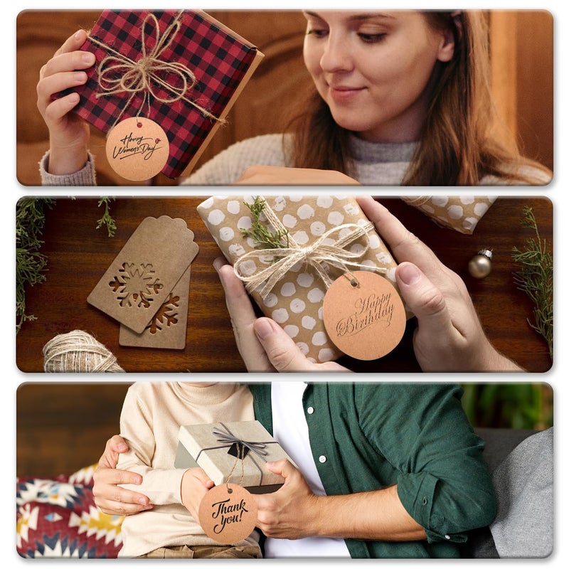 AUUTI 200pcs Kraft Gift Tags - Round Paper Tags for Gifts with Jute Twine, Custom Tag for Wedding Christmas Crafts, (Brown) - Image 4