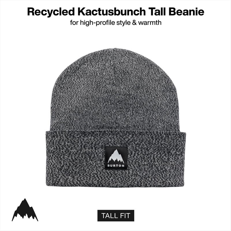 Burton Unisex Recycled Kactusbunch Tall Beanie â€“ Warm Winter Knit Hat with Folded Cuff â€“ Black/White/Marl, One Size - Image 2