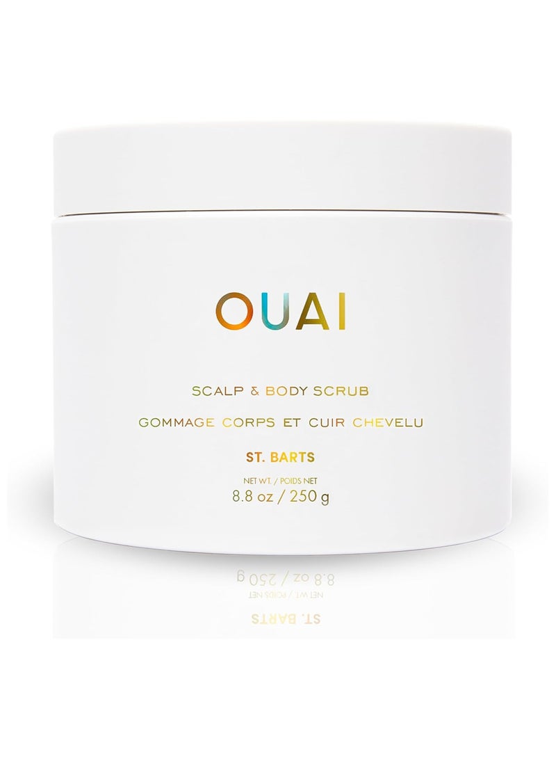 Ouai Scalp and Body Scrub St Barts Foaming Coconut Oil Sugar Scrub and Gentle Scalp Exfoliator Cleanses Removes Buildup and Moisturizes Skin Paraben Phthalate and Sulfate Free Body Care 8.8oz - Image 1