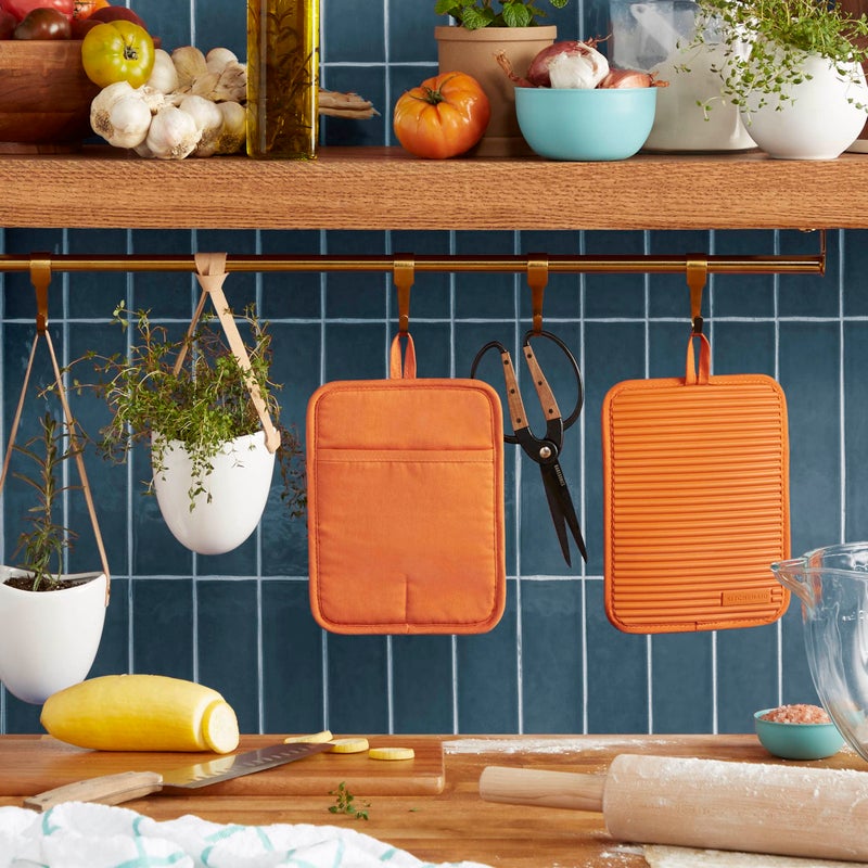 KitchenAid Ribbed Soft Silicone Pot Holder 2-Pack Set  Honey  7""x9"" - Image 2