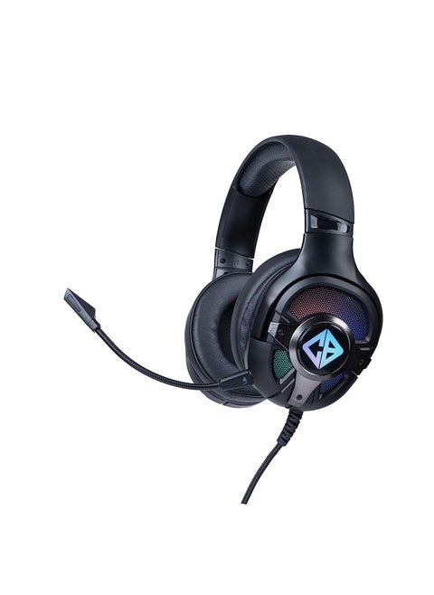 سماعة الألعاب أوبيرون 7.1 RGB ذات الإدخال المزدوج | USB ومقبس 3.5 ملم | ميكروفون قابل للفصل | أكواب أذن قابلة للدوران بزاوية 90 درجة | مادة بلاستيك | عقال قابل للتعديل | سماعة رأس ذات مدخل مزدوج