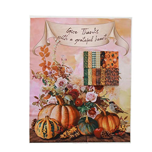 COTTONVILL EMANON Collection 20COUNT Cotton Print Fabric (Quarter 12pcs+1full Panel, Pumpkins Harvest FAL) - Image 5