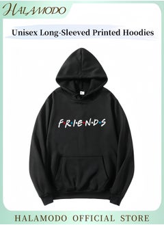 HALAMODO Unisex Hoodies Long-Sleeved Printed Tops Casual Sweatshirts Soft Sportswear Fashion Youth Pullovers with Drawstrings and Large Pockets for Daily Wear  - Image 1
