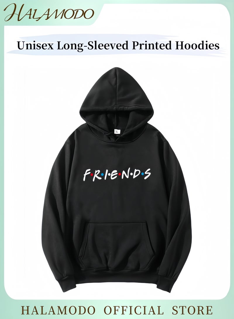 HALAMODO Unisex Hoodies Long-Sleeved Printed Tops Casual Sweatshirts Soft Sportswear Fashion Youth Pullovers with Drawstrings and Large Pockets for Daily Wear - Image 1