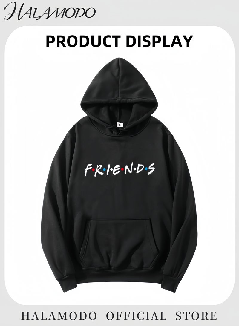 HALAMODO Unisex Hoodies Long-Sleeved Printed Tops Casual Sweatshirts Soft Sportswear Fashion Youth Pullovers with Drawstrings and Large Pockets for Daily Wear - Image 2