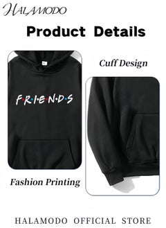 HALAMODO Unisex Hoodies Long-Sleeved Printed Tops Casual Sweatshirts Soft Sportswear Fashion Youth Pullovers with Drawstrings and Large Pockets for Daily Wear  - Image 3