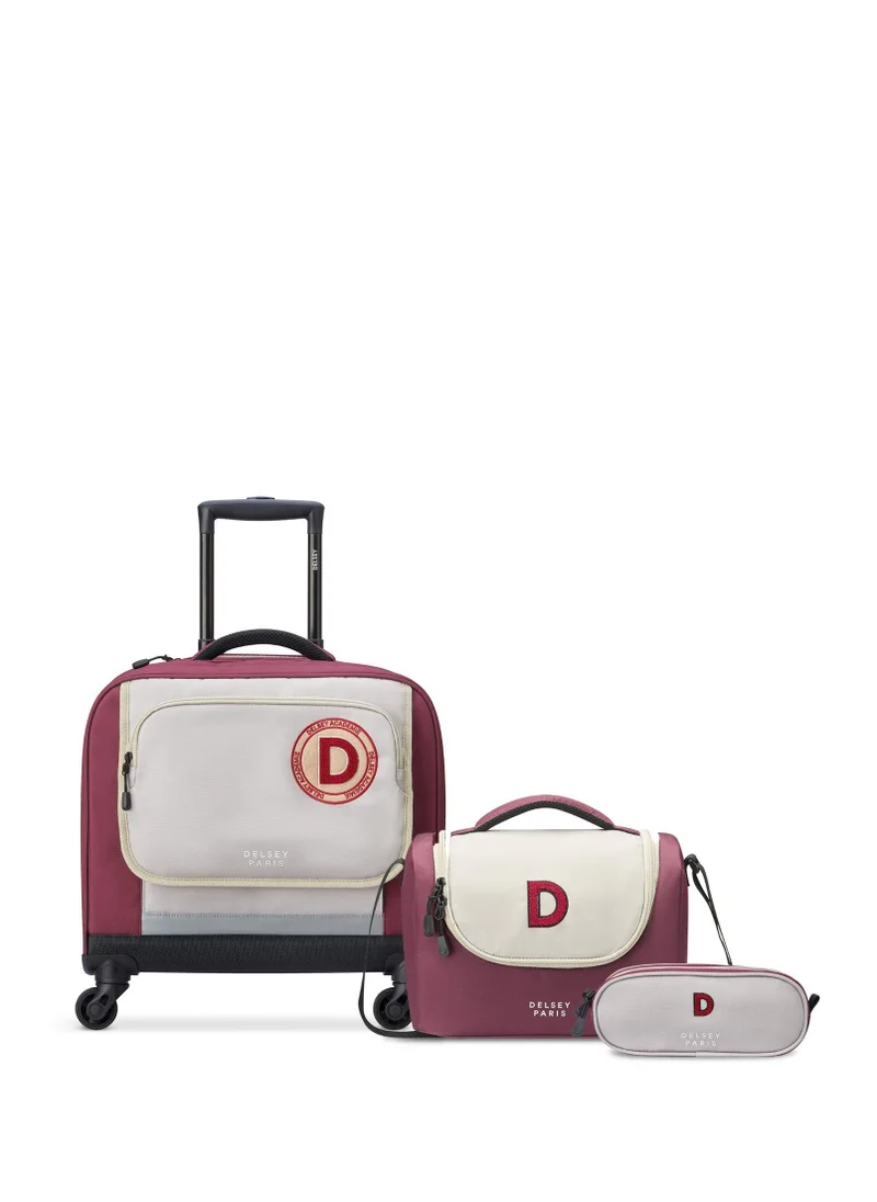 DELSEY Paris BTS Collection 2024 3-Piece Set Wheel School Bag + Lunch Bag + Pencil Case - Beige