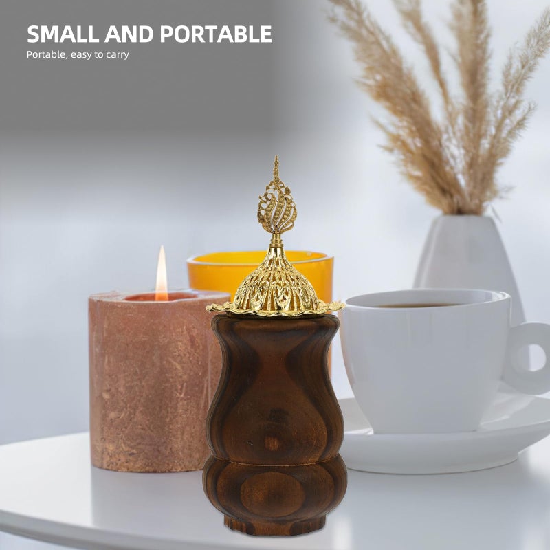 Wood Grain Incense Holder Handheld Black Hollow Temple Top Burner for Home Aromatherapy - Image 5