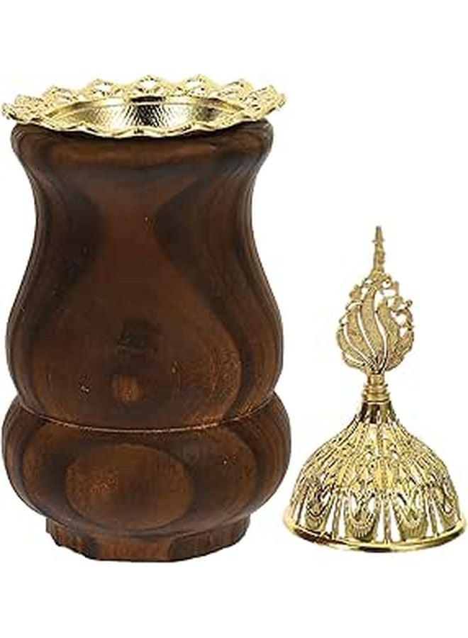 Wood Grain Incense Holder Handheld Black Hollow Temple Top Burner for Home Aromatherapy - Image 1