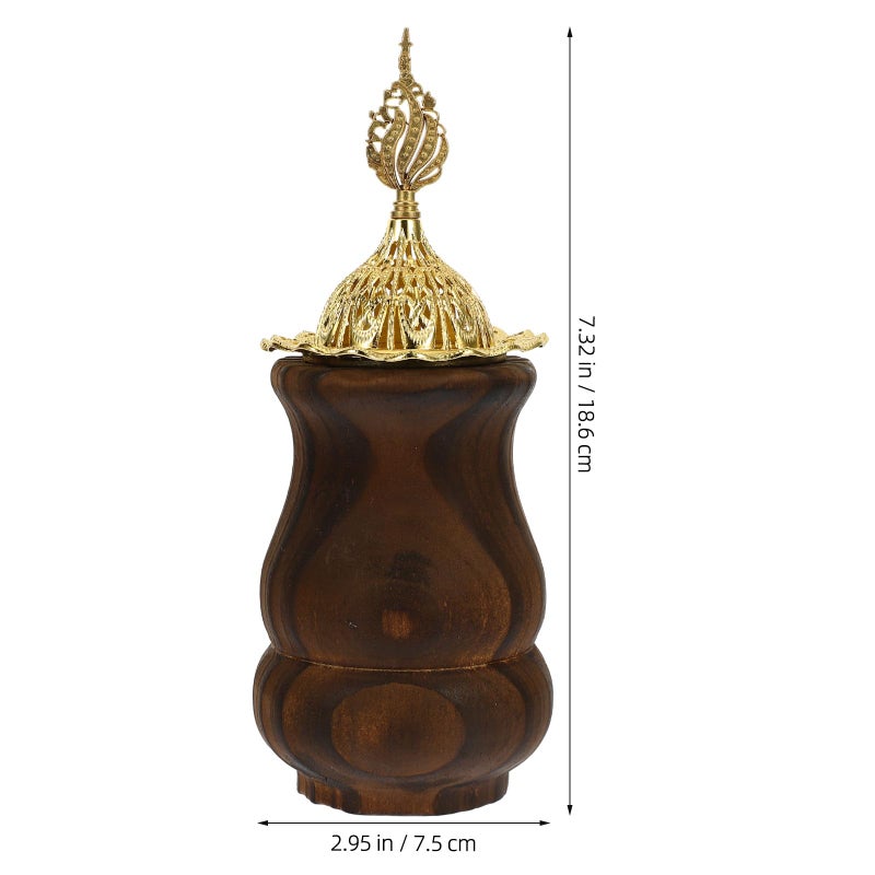 Wood Grain Incense Holder Handheld Black Hollow Temple Top Burner for Home Aromatherapy - Image 3